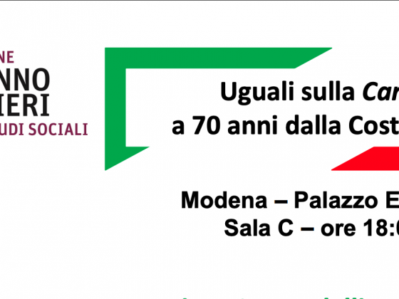 Volantino evento "Uguali sulla carta" a 70 anni dalla costituzione